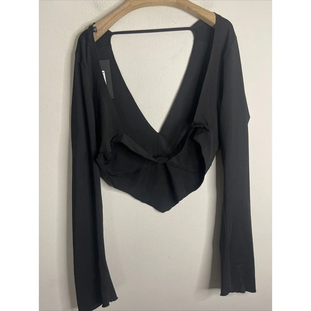 Fashion Nova Size 1X Desert Destination Satin Handkerchief Top Black Size 1X - Picture 4 of 5